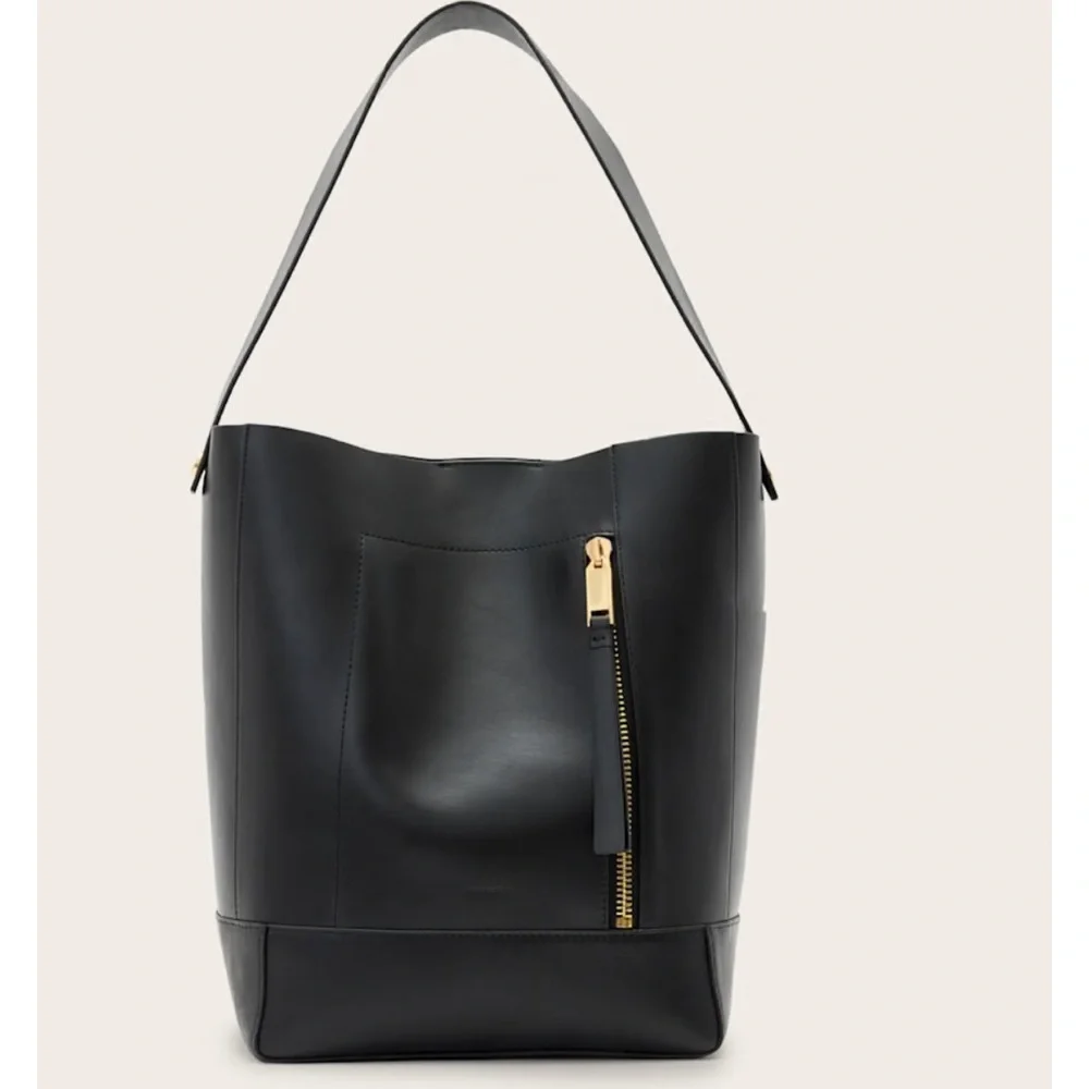 ALLSAINTS ALBA LEATHER HOBO SHOULDER BAG black $399 gently used